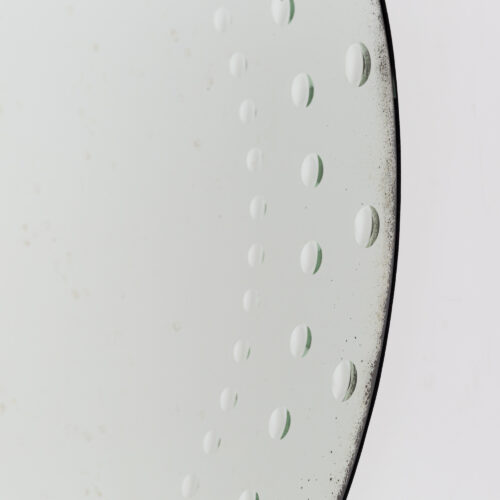Fontaine round aged bistro mirror with rivets