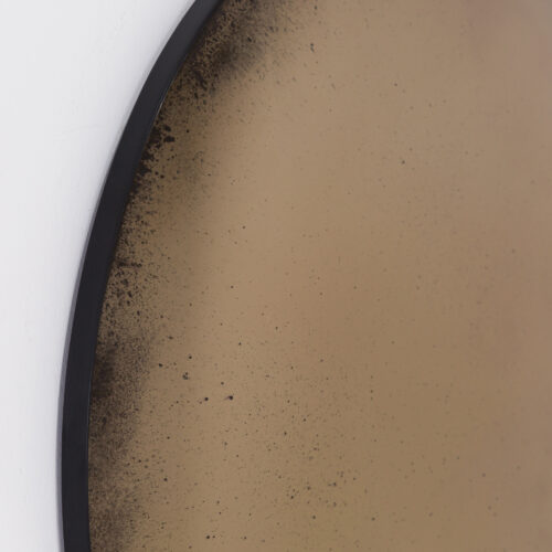Metro aged glass convex mirror with a smoked amber colour