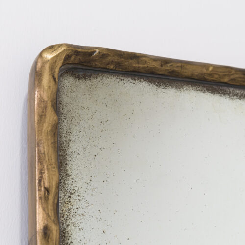 Bruges 135 x 170 mirror with hammed brass frame and aged glass