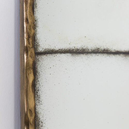 Bruges 135 x 170 mirror with hammed brass frame and aged glass
