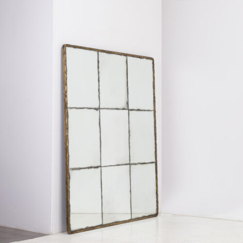 Lyon 135 x 170 mirror with hammed brass frame and aged glass