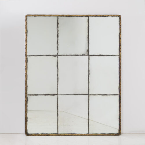 Lyon 135 x 170 mirror with hammed brass frame and aged glass
