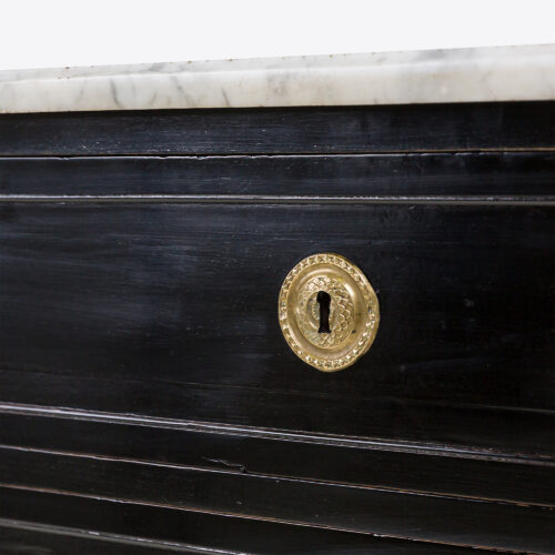 antique 19th century French commode ebonised black with carrara marble top