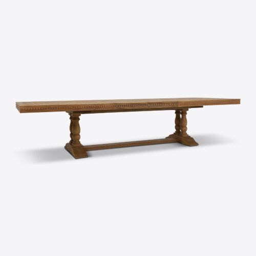 Bezier extending extendable dining table with parquet design made from oak suitable for dining room or kitchen