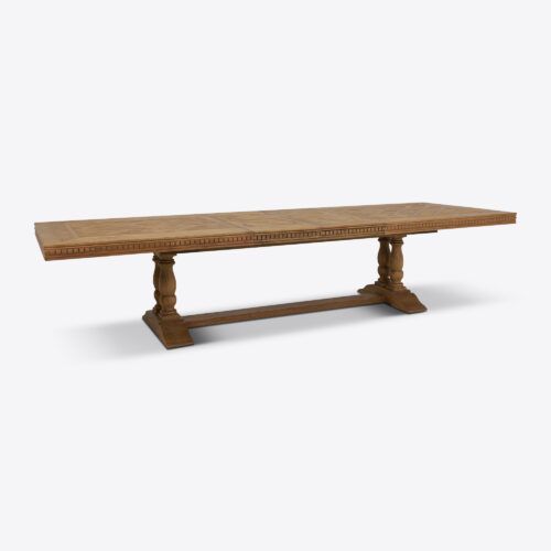 Bezier extending extendable dining table with parquet design made from oak suitable for dining room or kitchen