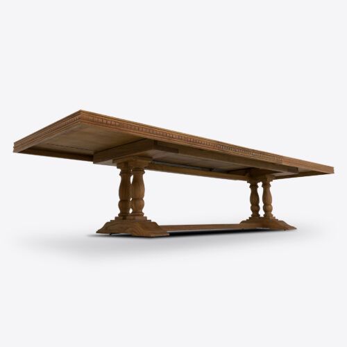 Bezier extending extendable dining table with parquet design made from oak suitable for dining room or kitchen