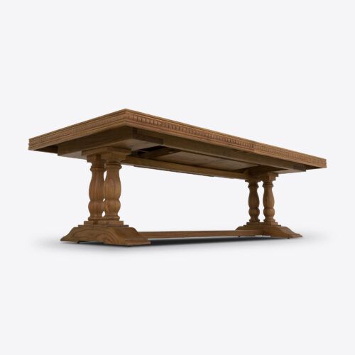 Bezier extending extendable dining table with parquet design made from oak suitable for dining room or kitchen