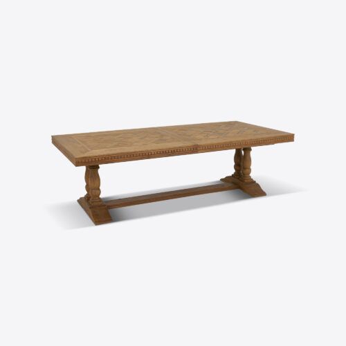 Bezier extending extendable dining table with parquet design made from oak suitable for dining room or kitchen