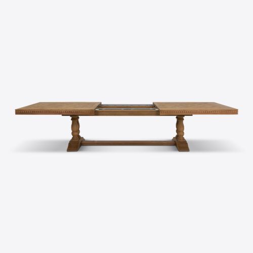 Bezier extending extendable dining table with parquet design made from oak suitable for dining room or kitchen
