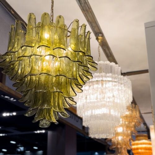 Green Petalo chandelier at Maison & Objet January 2024 - Pure White Lines