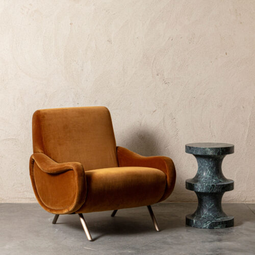 Jaggar chair - mid-century inspired small Italian armchair in orange mustard velvet