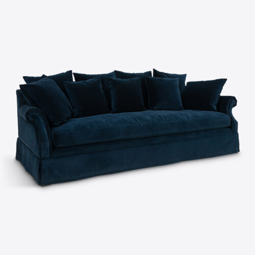 Nia sofa blue velvet traditional skirt sofa