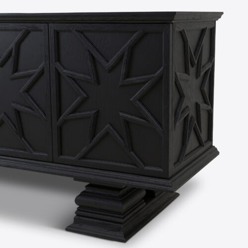 Percival sideboard inspired by 17th 18th century antique coffer in ebonised black oak