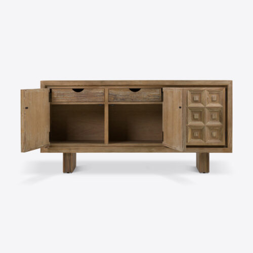 Noah contemporary coffer sideboard design in oak with square detail