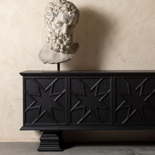 Percival sideboard inspired by 17th 18th century antique coffer in ebonised black oak