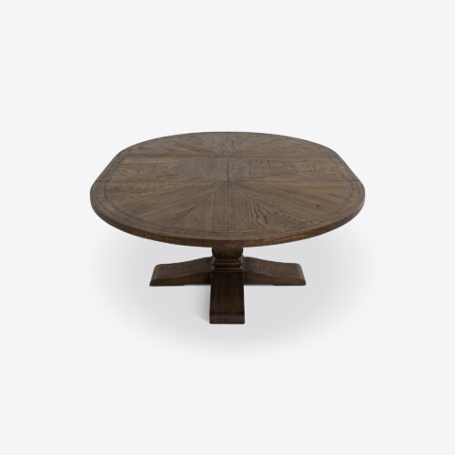 Reims round extendable oak dining table with parquet design