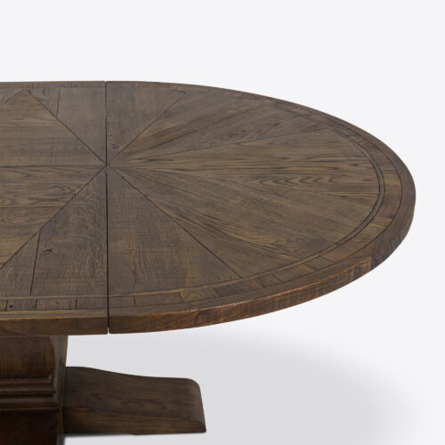 Reims round extendable oak dining table with parquet design
