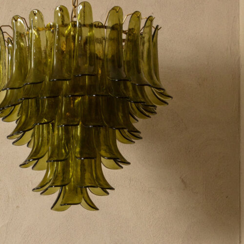 mid-century inspired Murano style chandeliers in coloured glass