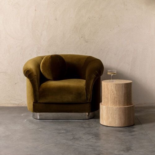 Valentin green velvet metallic armchair