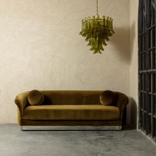 Valentin sofa moss green velvet chrome